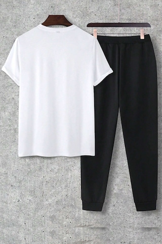 Unisex I'm Looking At You 2'li Eşofman Takımı Beyaz Siyah