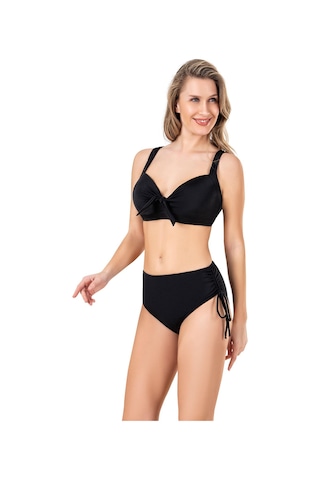 Endeep Kadın Fiyonk Detaylı Siyah Büyük Beden Bikini Takımı