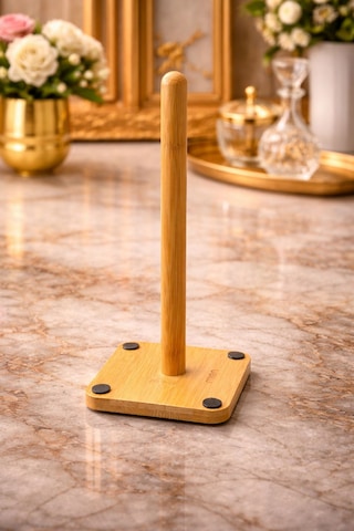 Bambu Kağıt Havluluk Düzenleyici Banyo Peçetelik Açık Sarı