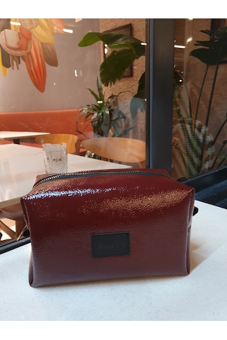 Meryy Collection Suni Deri Görünümlü Makyaj Çantası