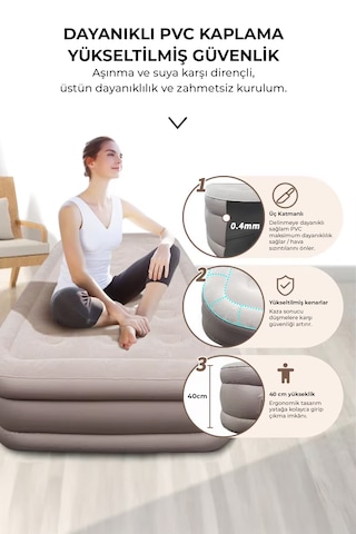 Robo Kendi Kendine Şişen Otomatik Tek Kişilik Yatak Bej