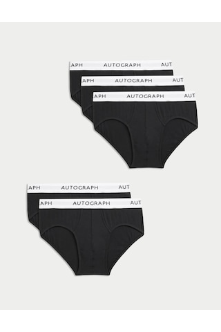 Marks & Spencer 5'li Supima Cotton Brief Külot Seti T14006221a Siyah Mix