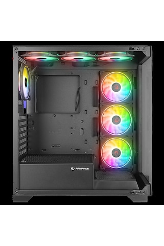 Rampage Hydra V3 Camlı 7 x 12 Cm Rgb Fan Atx Gaming Kasa Black