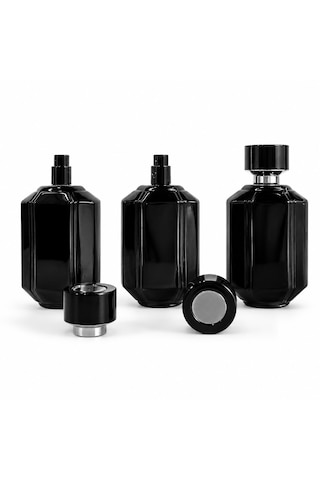 15 Adet Boş Cam Parfüm Şişe, 100 Ml, Kare Model, Siyah 15 Adet Boş Cam Parfüm Şişe, 100 Ml, Kare Model, Siyah