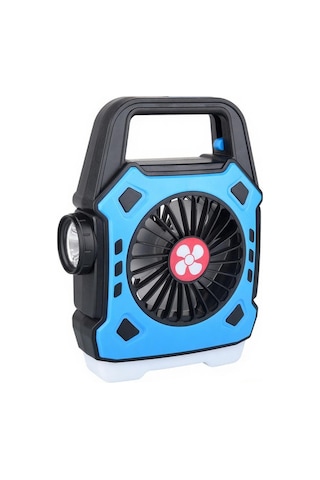 Kangvka Kamp Için Çift Fonksiyonlu Usb Şarjlı Fan Ve Işık - Taşınabilir Outdoor Led Aydınlatma Ve Soğutma Cihazı Siyah/mavi