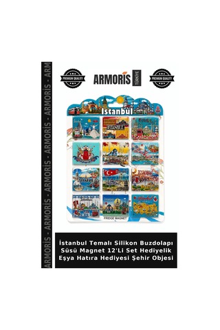 İstanbul Temalı Silikon Buzdolapı Süsü Magnet 12'li Set Hediyelik Eşya Hatıra Hediyesi Şehir Objesi