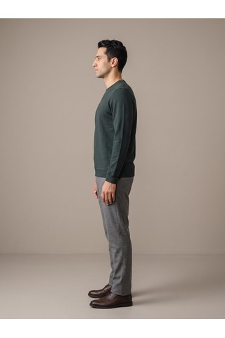 Maccali Erkek Yeşil Selanik Bisiklet Yaka Sweatshirt
