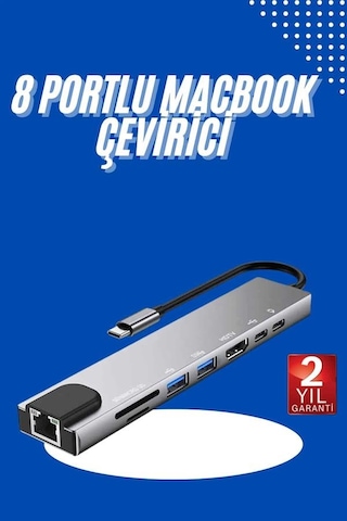 Usb Type-c Hub Dönüştürücü Çevirici Çoklayıcı Macbook Çevirici 8 Portlu Diğer