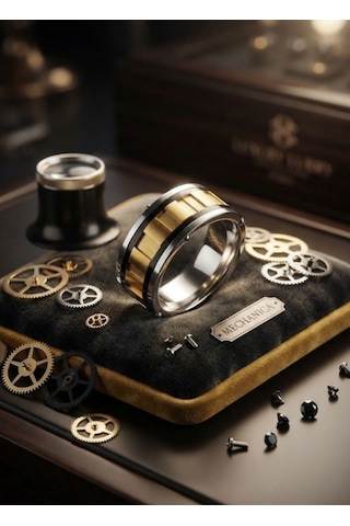Erkek Gold Çelik Yüzük 0104 Altın