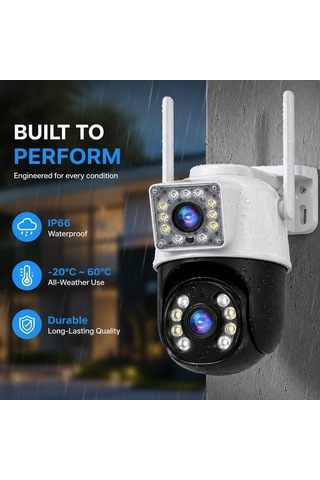 6mp Dual Lens Wifi Akıllı Güvenlik Kamerası, 360 Hareketli Dış Mekan Ip Kamera, Ethernet Wifi Bağlantılı Beya