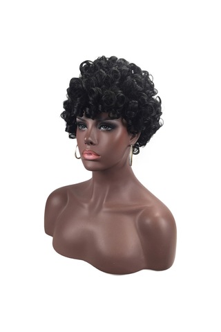 Işık Eğrisi Doğal Kıvırcık Afro Saç İçin Yüksek Sıcaklık Sentetik Elyaf Küçük Kıvırcık Mat Peruk
