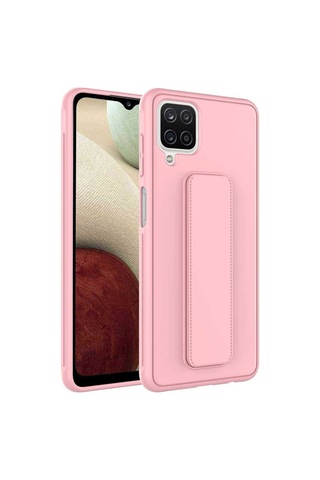 Samsung Uyumlu Galaxy A12 Kılıf Zore Qstand Kapak Pembe
