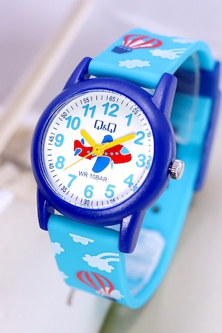 Q&q Qcg9918 Mavi Uçak Havacılık Su Geçirmez Erkek Çocuk Kol Saati
