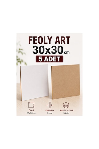 3 Mm 30x30 Mdf Plaka 5 Adet - Hobi, Maket, Ahşap El Sanatları İçin Uygun 5 Li Paket