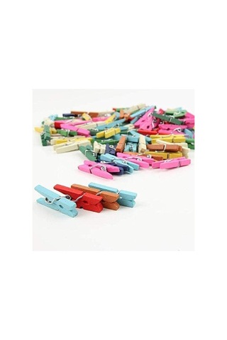 24 Adet Renkli Mini Ahşap Not Mandalı, Dekoratif Mandal 124-Pembe
