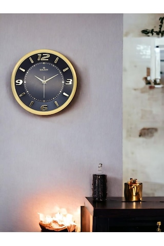 Galaxy Exclucive Kabartama Rakamlı Klasik Kadranlı 30 Cm Duvar Saati Gold Altın - Siyah