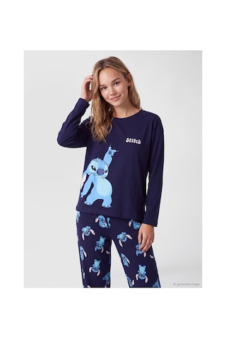 Lcw Young Lacivert Stitch Baskılı Kadın Pijama Takım