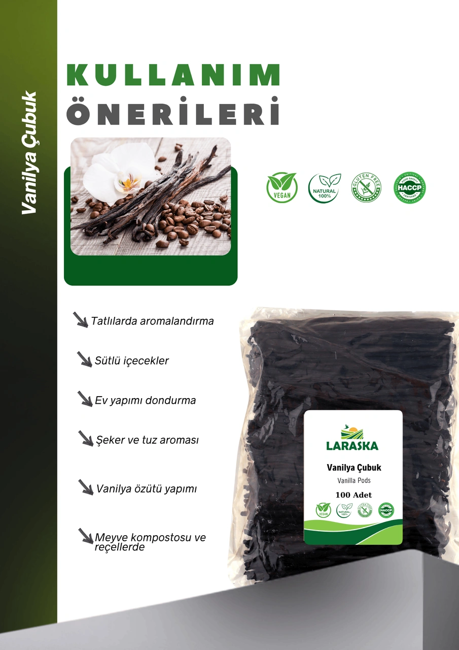 Vanilya Çubuk 100 Adet Doğal Gerçek Vanilya - Vanilla Pods 100qty