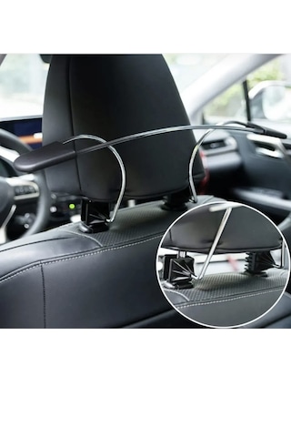 Point Oto Araç Koltuk Arkası Araba Koltuk Elbise Askısı Metal Krom Elbise Askılık Gri