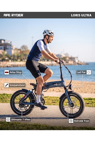 Ape Ryder Loris Ultra Elektrikli Bisiklet Old Blue - 1500w Koyu Mavi