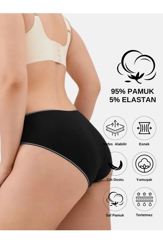 Alya Underwear Anne Kız Kombin Pamuklu Külot - Beyaz Slip İç Çamaşırı - 5'li Paket Kedi Baskılı-p13