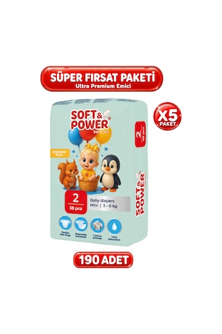 Bebek Bezi No:2 Mini 3-6 Kg 38'li 5 Paket 2 Numara