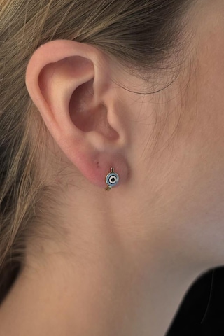 14 Ayar Altın Nazarlık Detaylı Küpe 001