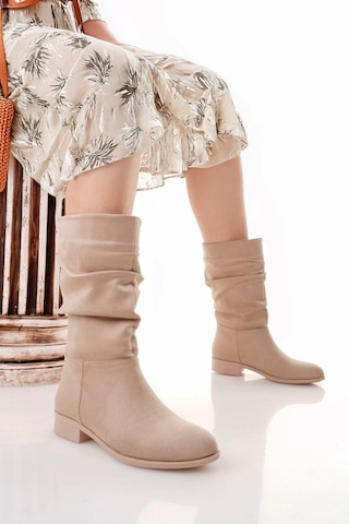 Plod Bej Süet Çizme Bej