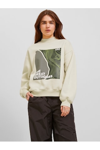 Jack & Jones Jjxx Bisiklet Yaka Rahat Kesim Kırık Beyaz Kadın Sweatshirt 12241324 001