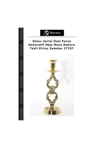 Delux Serisi Özel Parça Dekoratif Obje Masa Dekoru Tekli Pirinç Şamdan 27767 Çok Renkli