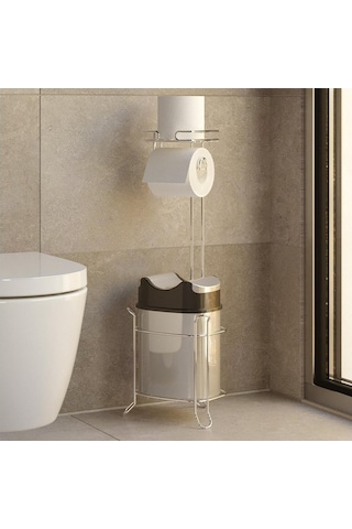 Tekno Tel Mg-098 Ayaklı Yedekli Wc Kağıtlık + Çöp Kovası Krom