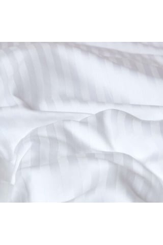 Nivora Çift Kişilik Çizgili Pamuk Saten Çarşaf 240x280 Mix & Match Otel Serisi Beyaz