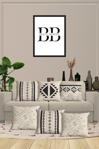 Belle Benoit Baskılı Dekoratif 6'lı Koltuk Kırlent Kılıfı Desen50