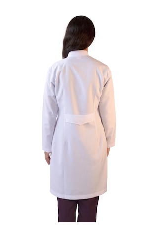 Vayteks Hakim Yaka Uzun Boy Kadın Doktor Öğretmen Laboratuvar Önlüğü Beyaz