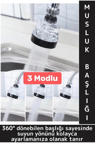 Tüm Musluklarla Uyumlu Banyo Mutfak Lavabo Yoğun Yumuşak Orta 3 Modlu Çok Fonksiyonlu Musluk Başlığı