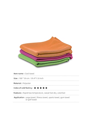 Xiyyadms 3 Adet Soğuk Hisli Spor Havlusu - Yeşil+turuncu+gül Rengi - 30x100cm - Hızlı Kuruyan, Teri Emici, Spor Ve Outdoor Kullanıma Uygun Çok Renkli