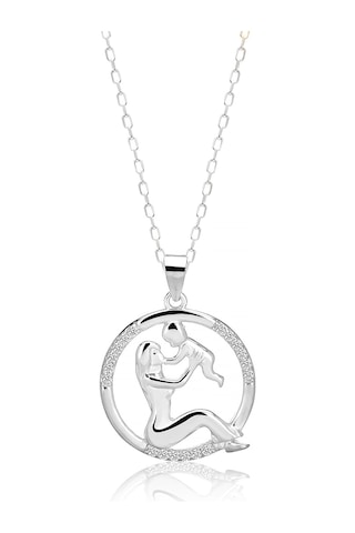 Zirkon Taşlı Altın Kaplama Anne Çocuk Gümüş Kolye Gold - Rose Gold - Gümüş