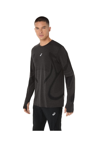 Asics Road Seamless Ls Top Erkek Siyah Beyaz Tshirt 2011d356-001 Siyah - Beyaz