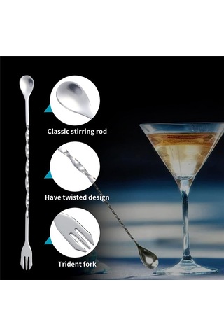 Lezzetli Mojitolar Yapmak İçin 2 Karıştırma Kaşığıyla Kokteyl Ezici Gümüş