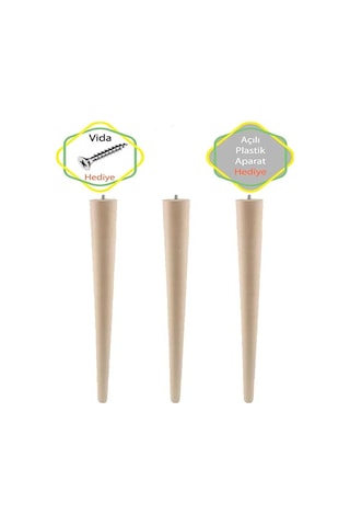 Ahşap Ham Ayak 40 Cm 3'lü Set Kütük Masa Orta Sehpa Zigon Ayağı