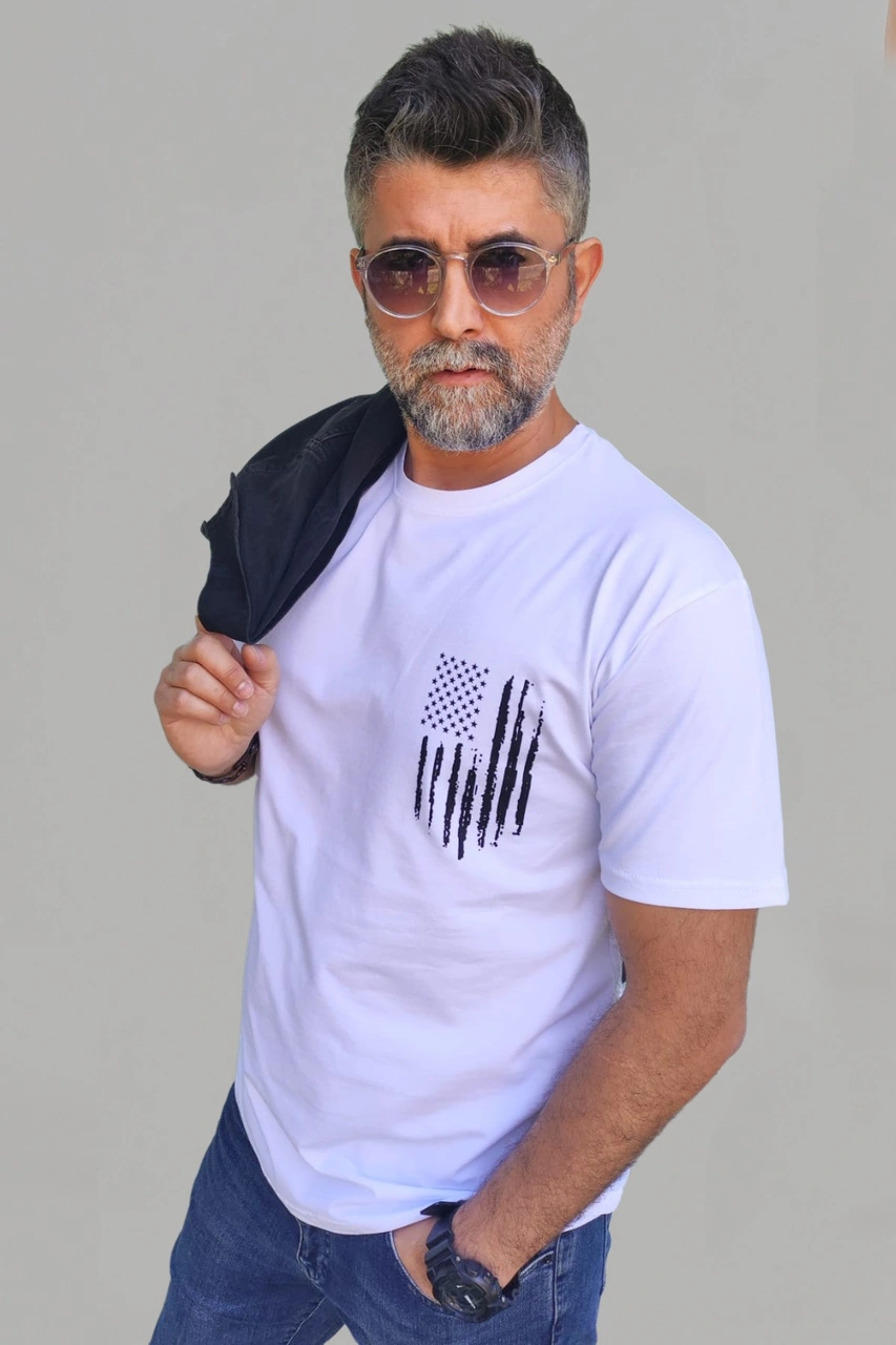 Erkek Desenli-düz Karışık Slim Fit Bisiklet Yaka Pamuk Elastan 3'lü Basic Tişört Vk-erkektişört-desendüz-3lü