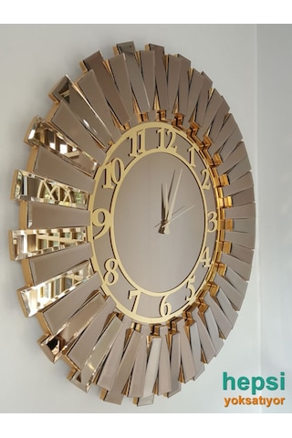 Güneş Golden Latin Bronze Altın Bronz 85 Cm Aynalı Duvar Saati