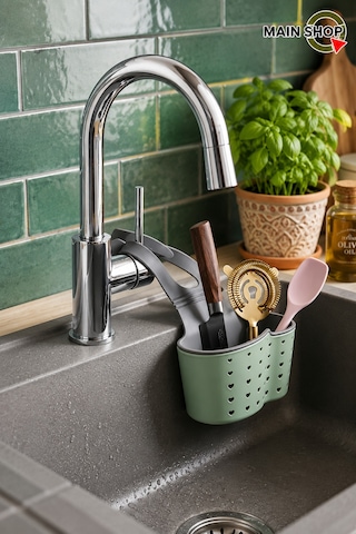 Mainshop 1 Adet Asılı Sepet Lavabo Düzenleyici - Musluğa Takılan Sünger Askılığı Ve Saklama Kutusu M-1889 Çok Renkli