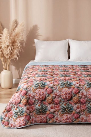 Tropik Çiçekler 5d Çok Amaçlı Çift Kişilik Baskılı Pike & Yatak Örtüsü 200x220 Cm Çok Renkli