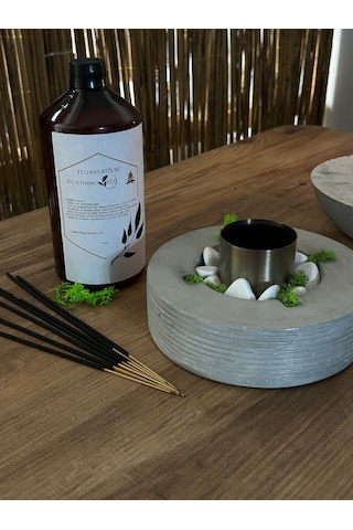 Dekoratif Bio-fire V2 Beton Masaüstü Şömine + 1 Lt Bio-ethanol Yakıt