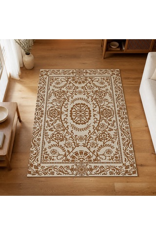 Kartela Halı Veso Halı Kaymaz Taban Makinede Yıkanabilir Halı Bakır - 60 X 90 Cm