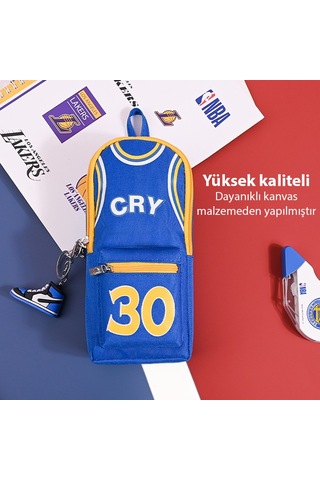 Ally Büyük Kapasiteli Tuval Kalemlik Kılıf Tutucu Kalem Kutusu - Mavi Mavi