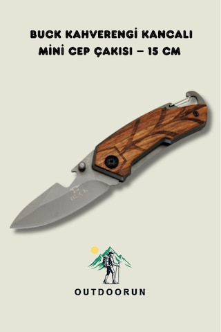Buck Kahverengi Kancalı Mini Cep Kamp Çakısı 15 Cm Kahverengi