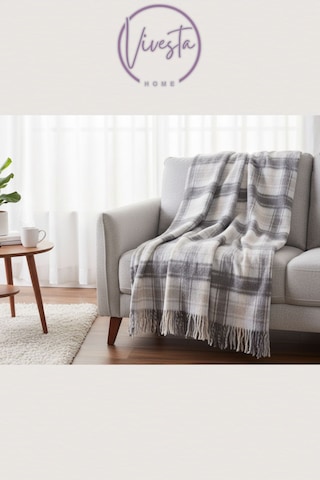 Yumuşacık Scotch Battaniye 150 200 Cm Sıcak, Şık Ve Konforlu Tasarım Krem-gri