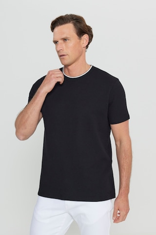 Altınyıldız Classıcs Erkek Sıyah Pamuklu Slim Fit Dar Kesim Polo Yaka Jakarlı Esnek Tişört SIYAH